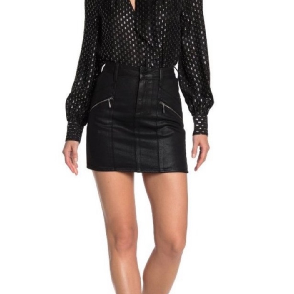 Paige Aideen zippered coated denim skirt